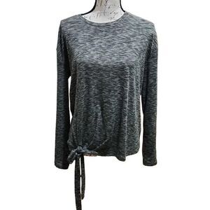Ellen Tracy Marled Gray Knot Front Long Sleeve Tee- Ladies Size Medium